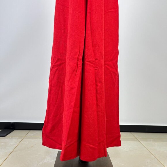 NWOT Farm Rio Linen Blend Sleeveless Halter Wide Leg Jumpsuit Sz M Red - Picture 4 of 12